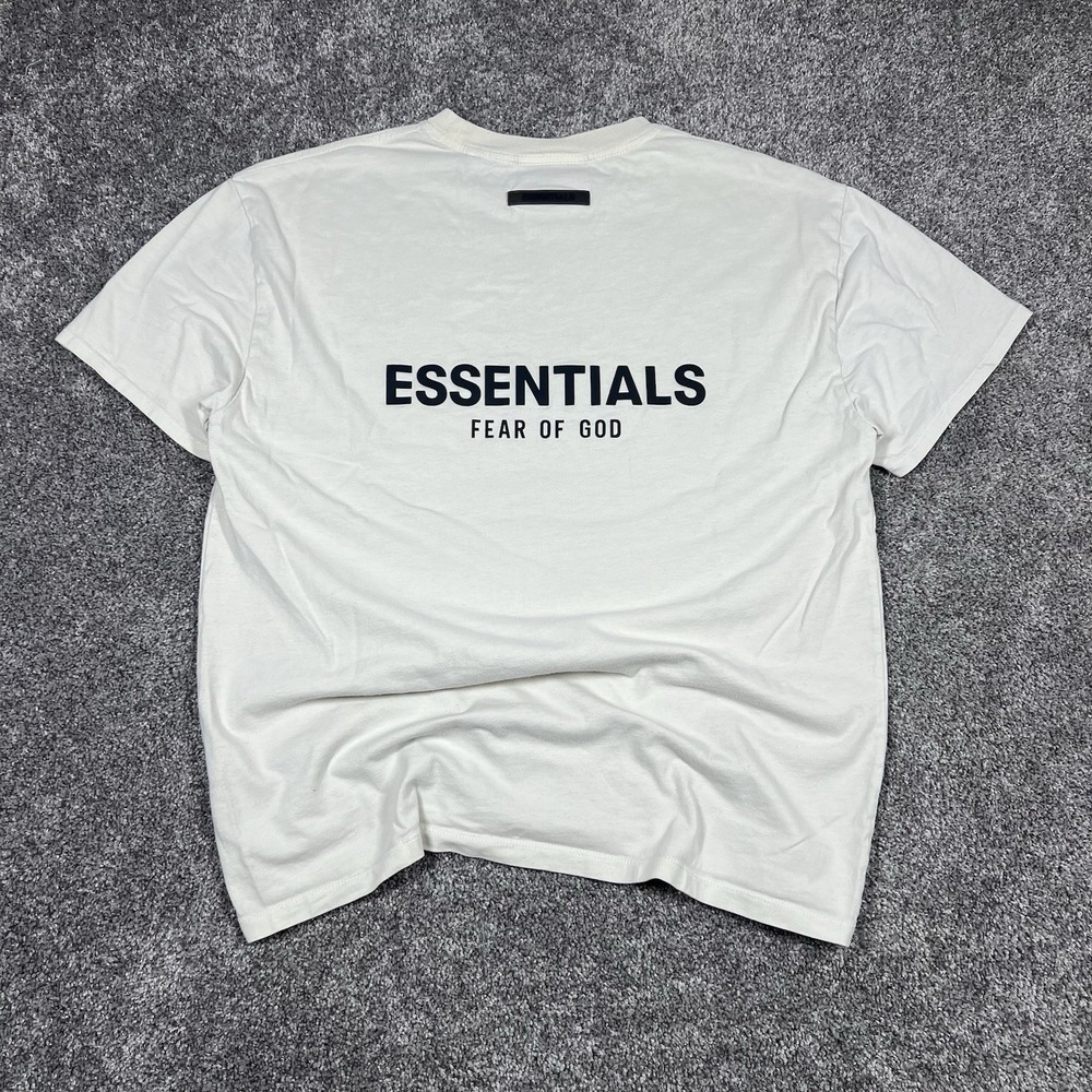 Fear of God Essentials Men's White Logo Tee Size Small Cream Off White